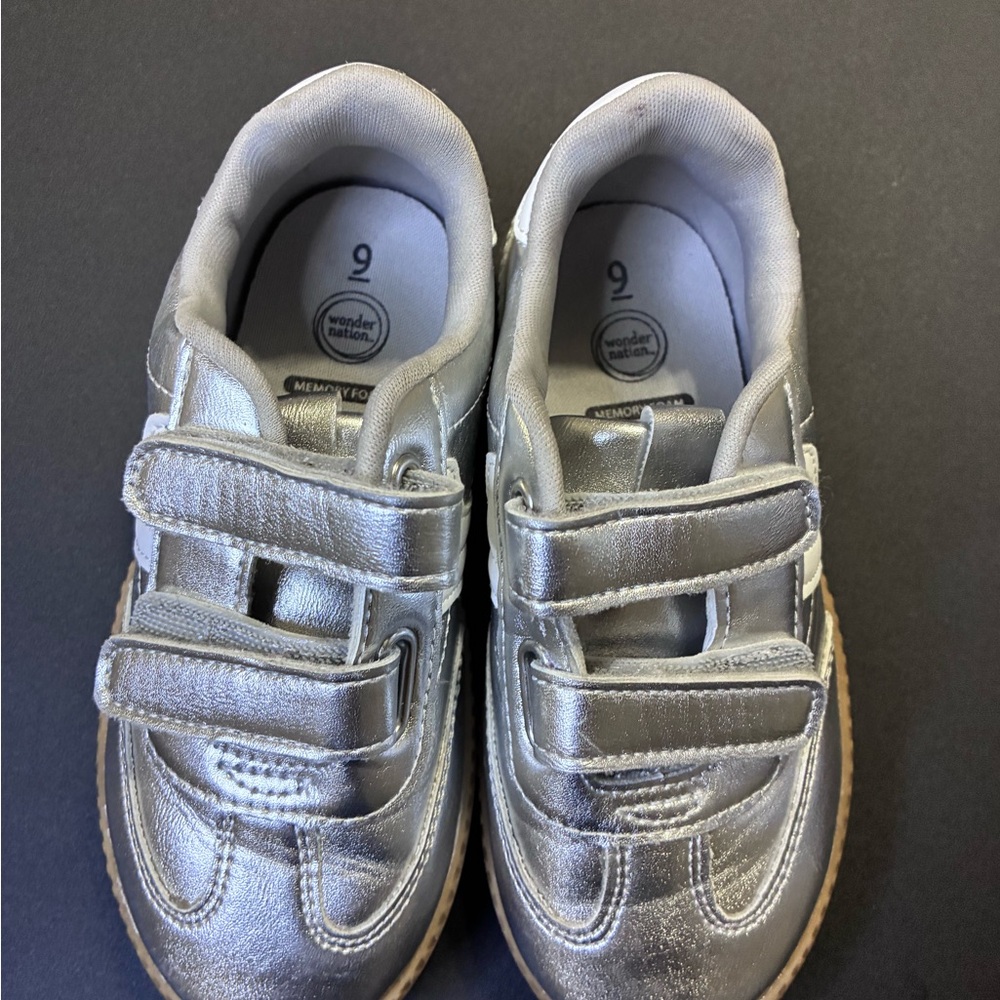Wonder Nation Kids Metallic Silver Sneakers